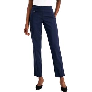 Alfani Navy Pull On Tummy Control Straight Leg Ankle Pants Size 12 Short